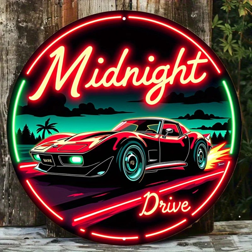 Lighting Metal Wall Decor - Panneau de voiture au néon vintage