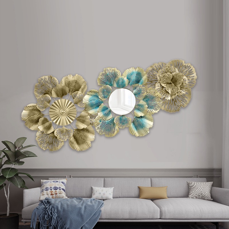 Lighting Metal Wall Decor - Miroir mural décoratif en fer forgé,
