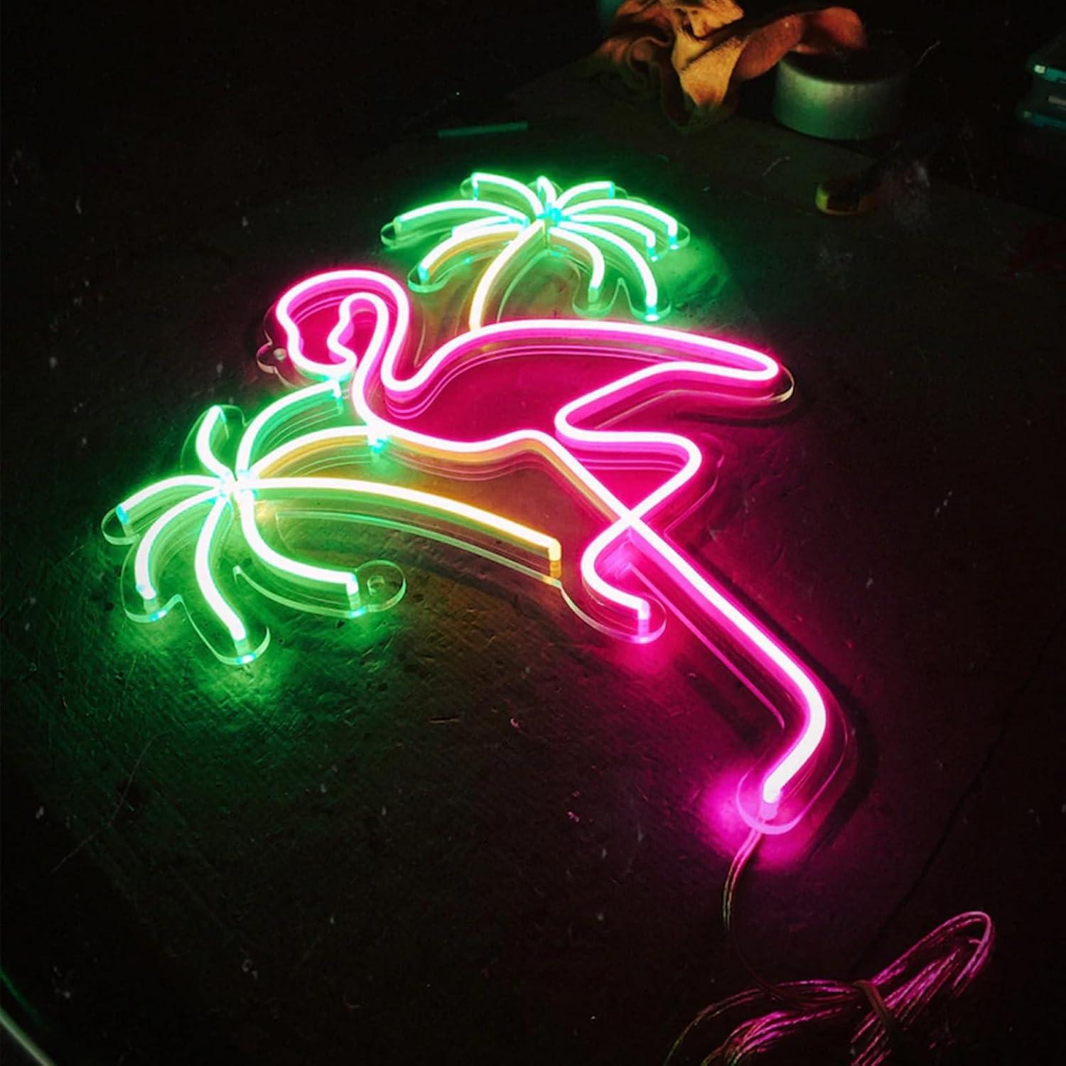 Enseigne néon Flamingo et Palm - Wall Decor Lighting Tree avis et prix